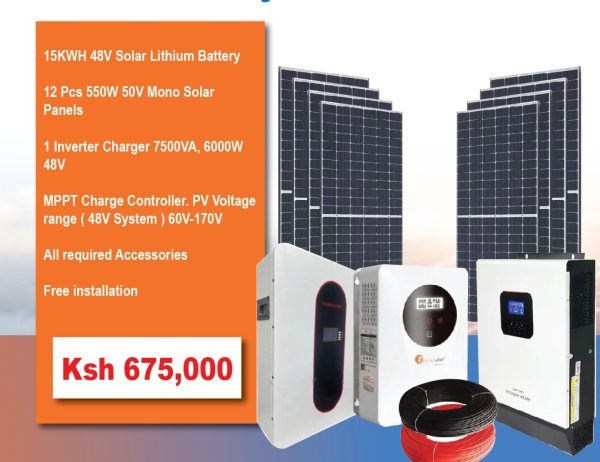 7.5KW 6000W 48V 10KWH Lithium Battery Solar Kit for Sale in Nairobi