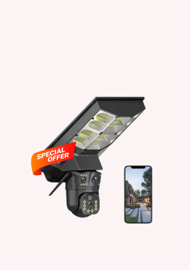 Dual Lens V380 Solar Camera with Street Light in Kenya