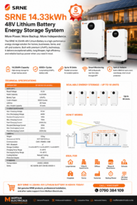 SRNE 14.33kWh 51.2V 280Ah Lithium LiFePO4 Battery Price in Kenya