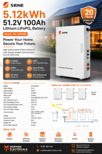 SRNE 5.12kWh 51.2V 100Ah Lithium Battery Price in Kenya